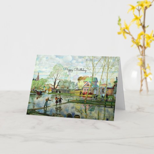 Veerlandschapsschildering - Fijne verjaardag Kaart (Gele Bloem)