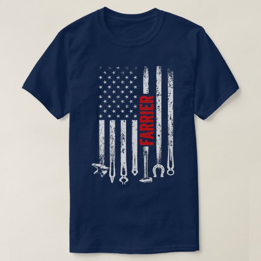 Veerling Amerikaanse vlag Hoefijzer Hoof Trimming  T-shirt (Design voorkant)