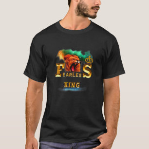 Veerloze koning kleurig galaxiaal leeuwen hoofd Ko T-shirt
