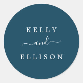 Veermarineslag blauw en witbruiloft ronde sticker