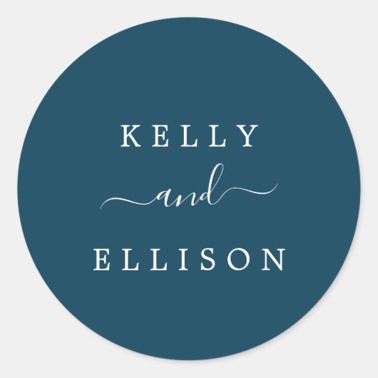 Veermarineslag blauw en witbruiloft ronde sticker (Voorkant)