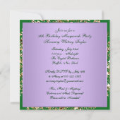 Veermasker Paarse Sweet 16 Masquerade Party Kaart (Achterkant)