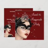 Veermasker Tiara Sweet 16 Masquerade Party Kaart (Voorkant / Achterkant)