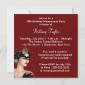 Veermasker Tiara Sweet 16 Masquerade Party Kaart (Achterkant)