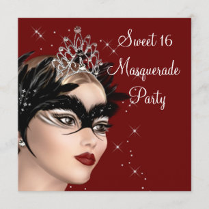 Veermasker Tiara Sweet 16 Masquerade Party Kaart
