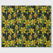 Veernige Narcissus Daffodils op Black Bold Floral Cadeaupapier (Vlak)