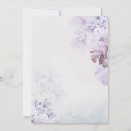 Veerpaarse bloemen stoffig blauw Baby shower Kaart (Achterkant)