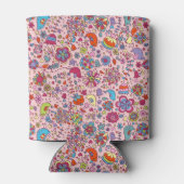 Veerpatroon met kleurrijke bloemen blikjeskoeler (Achterkant)