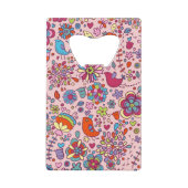 Veerpatroon met kleurrijke bloemen creditkaart flessenopener (Voorkant)