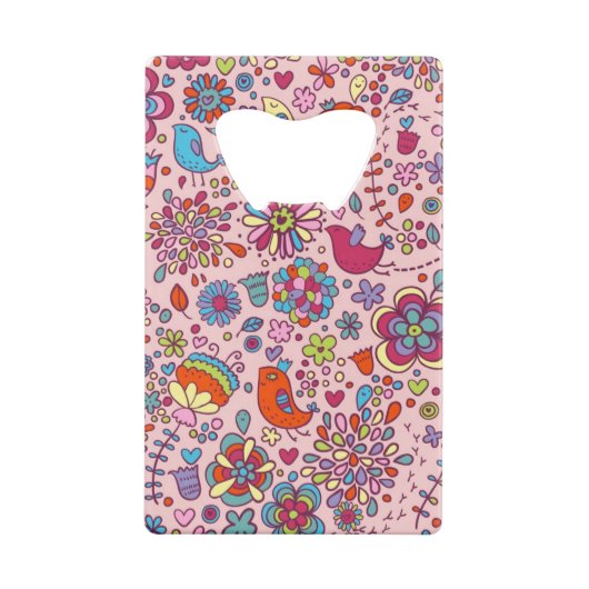 Veerpatroon met kleurrijke bloemen creditkaart flessenopener (Achterkant)