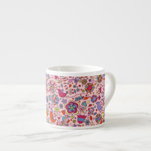 Veerpatroon met kleurrijke bloemen espresso kop