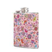 Veerpatroon met kleurrijke bloemen heupfles (Links)