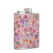 Veerpatroon met kleurrijke bloemen heupfles (Rechts)