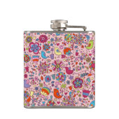 Veerpatroon met kleurrijke bloemen heupfles (Achterkant)