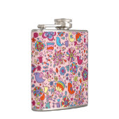 Veerpatroon met kleurrijke bloemen heupfles (Rechts)