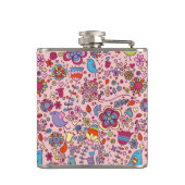 Veerpatroon met kleurrijke bloemen heupfles (Achterkant)