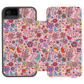 Veerpatroon met kleurrijke bloemen incipio iPhone portemonnee hoesje (Agenda Open)