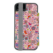 Veerpatroon met kleurrijke bloemen incipio iPhone portemonnee hoesje (Agenda Achterkant)