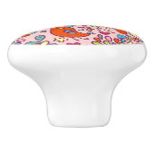 Veerpatroon met kleurrijke bloemen keramische knop (Zijkant)