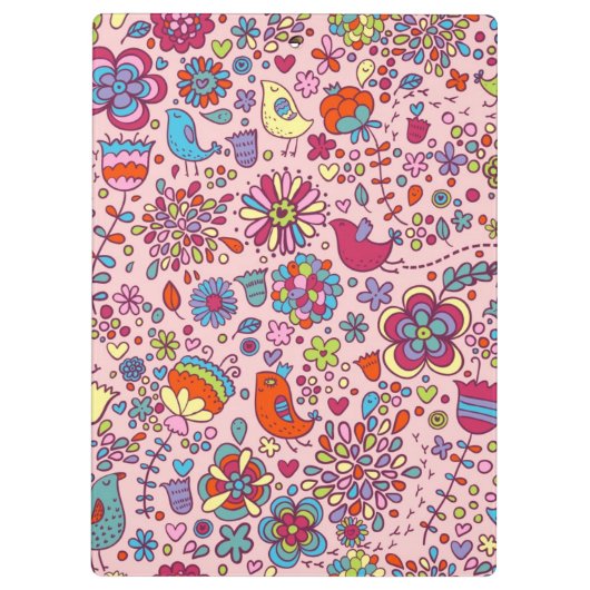 Veerpatroon met kleurrijke bloemen klembord (Achterkant)