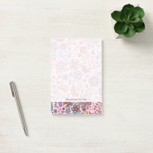 Veerpatroon met kleurrijke bloemen post-it® notes (Kantoor)