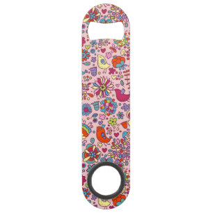 Veerpatroon met kleurrijke bloemen speed flessenopener