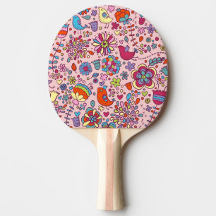 Veerpatroon met kleurrijke bloemen tafeltennisbatje
