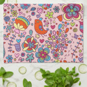 Veerpatroon met kleurrijke bloemen theedoek (Gevouwen)