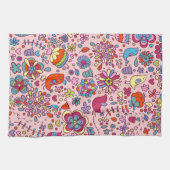Veerpatroon met kleurrijke bloemen theedoek (Horizontaal)