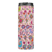 Veerpatroon met kleurrijke bloemen thermosbeker (Achterkant)