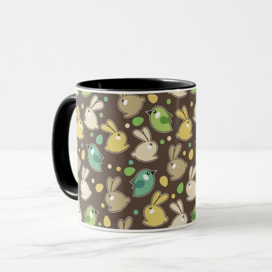 veerpatroon met oostereieren, vogels mok (Voorkant links)