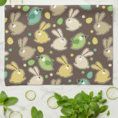 veerpatroon met oostereieren, vogels theedoek (Gevouwen)