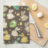 veerpatroon met oostereieren, vogels theedoek (Quarter Fold)