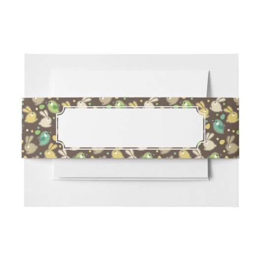 veerpatroon met oostereieren, vogels uitnodigingen wikkel (Voorkant Voorbeeld)