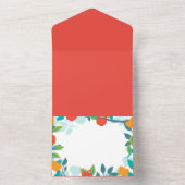 Veerrood en groene kleuren Apple Fruit Pattern All In One Uitnodiging (Binnen)