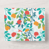 Veerrood en groene kleuren Apple Fruit Pattern All In One Uitnodiging (Achterkant)