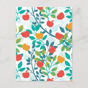 Veerrood en groene kleuren Apple Fruit Pattern Briefkaart