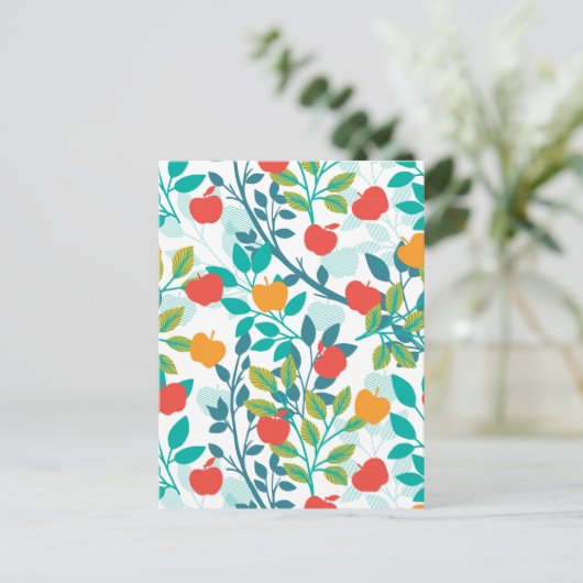 Veerrood en groene kleuren Apple Fruit Pattern Briefkaart (Staand voorkant)