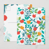 Veerrood en groene kleuren Apple Fruit Pattern Briefkaart (Voorkant / Achterkant)