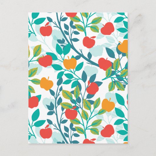 Veerrood en groene kleuren Apple Fruit Pattern Briefkaart (Voorkant)