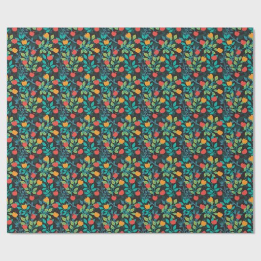 Veerrood en groene kleuren Apple Fruit Pattern II Cadeaupapier (Vlak)