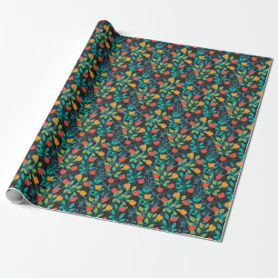 Veerrood en groene kleuren Apple Fruit Pattern II Cadeaupapier