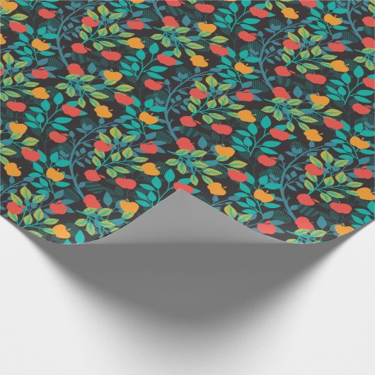 Veerrood en groene kleuren Apple Fruit Pattern II Cadeaupapier (Hoek)