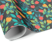 Veerrood en groene kleuren Apple Fruit Pattern II Cadeaupapier (Rol Hoek)