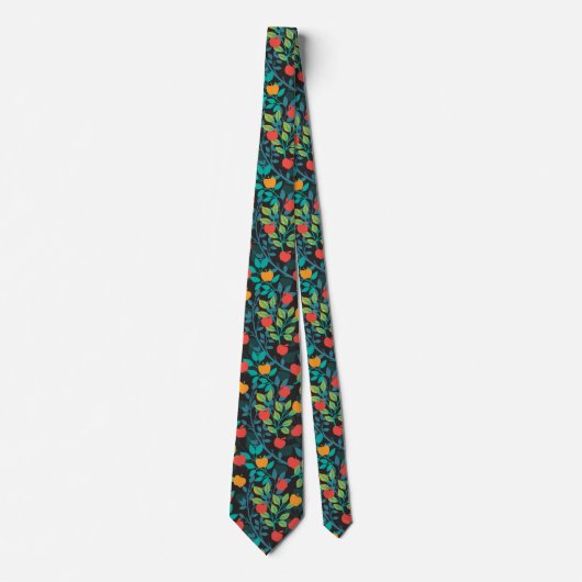 Veerrood en groene kleuren Apple Fruit Pattern II Stropdas (Voorkant)