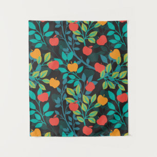 Veerrood en groene kleuren Apple Fruit Pattern II Wandkleed