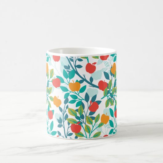 Veerrood en groene kleuren Apple Fruit Pattern Koffiemok (Center)