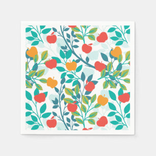 Veerrood en groene kleuren Apple Fruit Pattern Servet