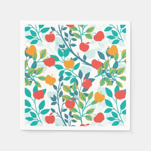 Veerrood en groene kleuren Apple Fruit Pattern Servet (Voorkant)