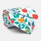 Veerrood en groene kleuren Apple Fruit Pattern Stropdas (Opgerold)